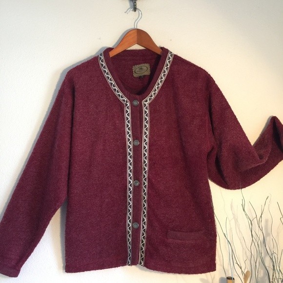 Vintage Mohair Blend Ski Cardigan Large Fair Isle Nordic Icelandic Sweater - Picture 1 of 8